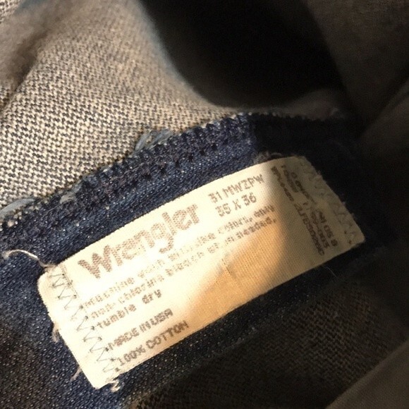 Wranglers mens original fit cowboy cut cotton denim jeans size 35x36 western 90s - Picture 9 of 9